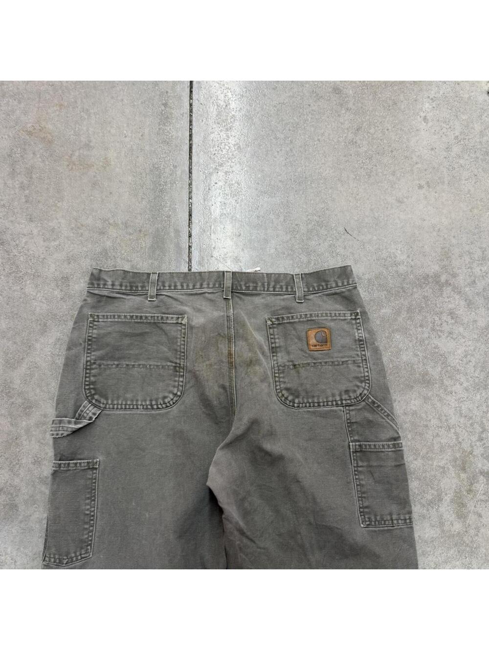 vintage carhartt olive green relaxed baggy fit dungaree cargo pants size 38 x 36 - Picture 6 of 6